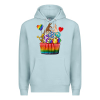 Blue Mist pride rainbow cupcake Premium Hoodie - texasbilliewilder