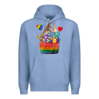 Colony Blue pride rainbow cupcake Premium Hoodie - texasbilliewilder