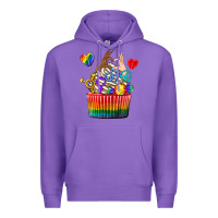Purple pride rainbow cupcake Premium Hoodie - texasbilliewilder