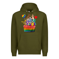 Army Green pride rainbow cupcake Premium Hoodie - texasbilliewilder