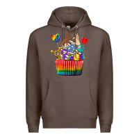 Coffee pride rainbow cupcake Premium Hoodie - texasbilliewilder