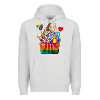 Dove Grey pride rainbow cupcake Premium Hoodie - texasbilliewilder