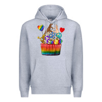 Heather Grey pride rainbow cupcake Premium Hoodie - texasbilliewilder