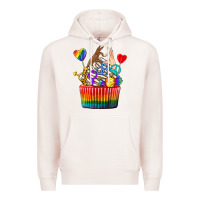 Pale Pink pride rainbow cupcake Premium Hoodie - texasbilliewilder