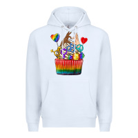 White pride rainbow cupcake Premium Hoodie - texasbilliewilder