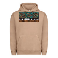 Pigment Burro Rusty Sunflowers with Cowhide and Turquoise Urban Hoodie - RanaPortraitStore