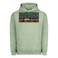 Pigment Oil Green Rusty Sunflowers with Cowhide and Turquoise Urban Hoodie - RanaPortraitStore