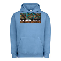 Pigment Pebble Blue Rusty Sunflowers with Cowhide and Turquoise Urban Hoodie - RanaPortraitStore