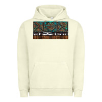Pigment Pistachio Rusty Sunflowers with Cowhide and Turquoise Urban Hoodie - RanaPortraitStore