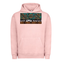 Pigment Salmon Rusty Sunflowers with Cowhide and Turquoise Urban Hoodie - RanaPortraitStore
