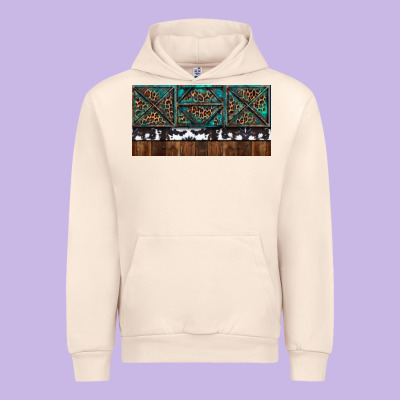 Urban Hoodie Rusty Sunflowers with Cowhide and Turquoise