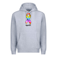 Heather Grey pride ribbon Premium Hoodie - texasbilliewilder