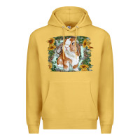 Antique Gold Bunny With Flower Leopard Premium Hoodie - RanaPortraitStore