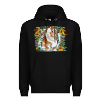 Black Bunny With Flower Leopard Premium Hoodie - RanaPortraitStore