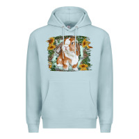 Blue Mist Bunny With Flower Leopard Premium Hoodie - RanaPortraitStore
