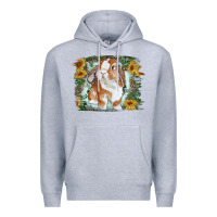 Heather Grey Bunny With Flower Leopard Premium Hoodie - RanaPortraitStore