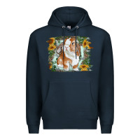 Navy Bunny With Flower Leopard Premium Hoodie - RanaPortraitStore