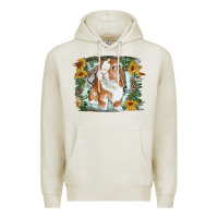 Oatmeal Heather Bunny With Flower Leopard Premium Hoodie - RanaPortraitStore
