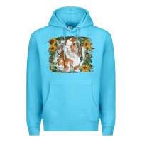 Ocean Blue Bunny With Flower Leopard Premium Hoodie - RanaPortraitStore