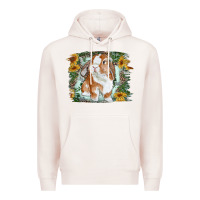 Pale Pink Bunny With Flower Leopard Premium Hoodie - RanaPortraitStore