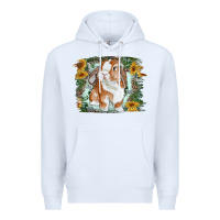 White Bunny With Flower Leopard Premium Hoodie - RanaPortraitStore