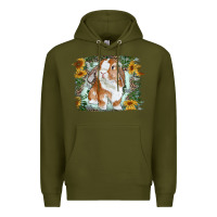Army Green Bunny With Flower Leopard Premium Hoodie - RanaPortraitStore