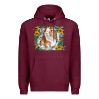 Burgundy Bunny With Flower Leopard Premium Hoodie - RanaPortraitStore