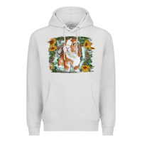 Dove Grey Bunny With Flower Leopard Premium Hoodie - RanaPortraitStore