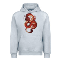 Heather Grey red dragon Urban Hoodie - RanaPortraitStore