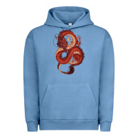 Pigment Pebble Blue red dragon Urban Hoodie - RanaPortraitStore