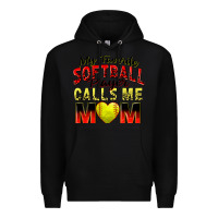 Black my favorite softball player calls me mom Premium Hoodie - Zillion Design Studio