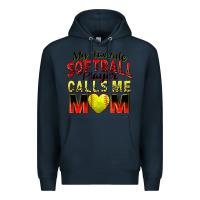Navy my favorite softball player calls me mom Premium Hoodie - Zillion Design Studio