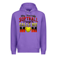 Purple my favorite softball player calls me mom Premium Hoodie - Zillion Design Studio