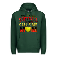 Sports Green my favorite softball player calls me mom Premium Hoodie - Zillion Design Studio