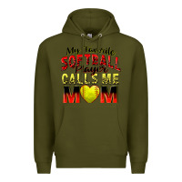 Army Green my favorite softball player calls me mom Premium Hoodie - Zillion Design Studio