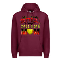 Burgundy my favorite softball player calls me mom Premium Hoodie - Zillion Design Studio