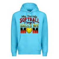 Ocean Blue my favorite softball player calls me mom Premium Hoodie - Zillion Design Studio
