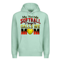 Seafoam my favorite softball player calls me mom Premium Hoodie - Zillion Design Studio