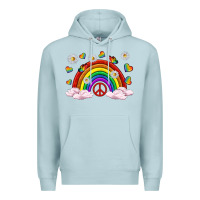 Blue Mist pride rainbow with daisy and butterfly Premium Hoodie - texasbilliewilder