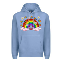 Colony Blue pride rainbow with daisy and butterfly Premium Hoodie - texasbilliewilder