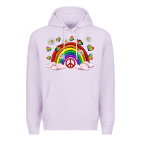 Lilac pride rainbow with daisy and butterfly Premium Hoodie - texasbilliewilder
