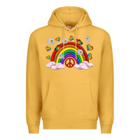 Mustard pride rainbow with daisy and butterfly Premium Hoodie - texasbilliewilder