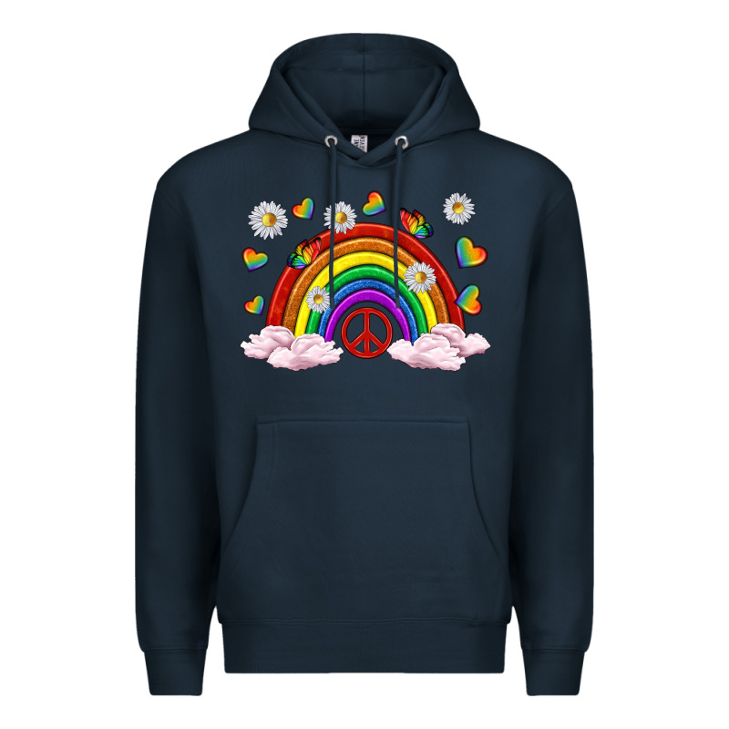 Pride Rainbow With Daisy And Butterfly Premium Hoodie by texasbilliewilder | Teevron