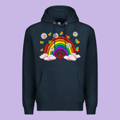 Pride Rainbow With Daisy And Butterfly Premium Hoodie Designed By Texasbilliewilder