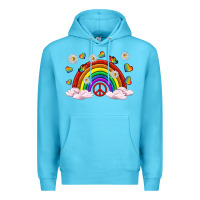 Ocean Blue pride rainbow with daisy and butterfly Premium Hoodie - texasbilliewilder
