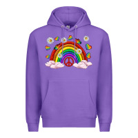 Purple pride rainbow with daisy and butterfly Premium Hoodie - texasbilliewilder