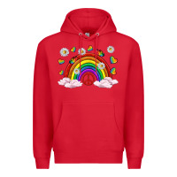 Red pride rainbow with daisy and butterfly Premium Hoodie - texasbilliewilder