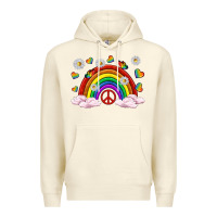 Sandshell pride rainbow with daisy and butterfly Premium Hoodie - texasbilliewilder