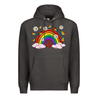 Smoke pride rainbow with daisy and butterfly Premium Hoodie - texasbilliewilder