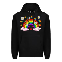 Black pride rainbow with daisy and butterfly Premium Hoodie - texasbilliewilder